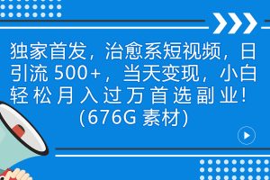 (7085期)独家首发,治愈系短视频,日引流500+当天变现小白月入过万(附676G素材)