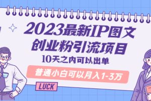 (5862期)2023最新IP图文创业粉引流项目,10天之内可以出单 普通小白可以月入1-3万
