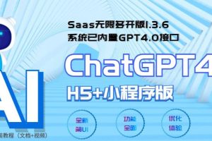 (5811期) Saas无限多开版ChatGPT小程序+H5,系统已内置GPT4.0接口,可无限开通坑位
