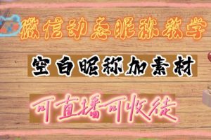 (4980期)微信动态昵称设置方法,可抖音直播引流,日赚上百【详细视频教程+素材】