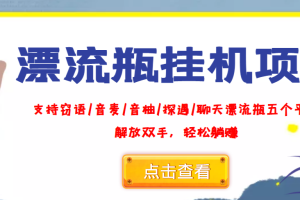 (3667期)外面收费688的漂流瓶全自动挂机项目,号称单窗口稳定每天收益100+