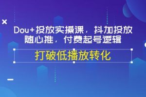 （3179期）Dou+投放实操课，抖加投放，随心推，付费起号逻辑，打破低播放转化