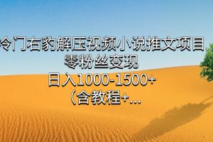 （7522期）冷门右豹解压视频小说推文项目，零粉丝变现，日入1000-1500+。（含教程+&#8230;