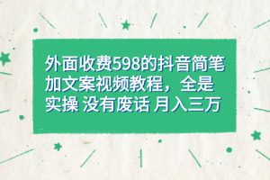(7327期)外面收费598抖音简笔加文案教程,全是实操 没有废话 月入三万(教程+资料)