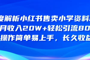 （10910期）深度解析小红书售卖小学资料项目 8个月收入20W+轻松引流8000+操作简单…