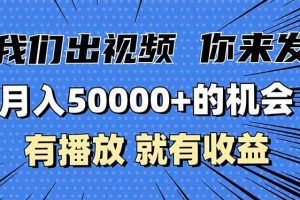 （13516期）月入5万+的机会，我们出视频你来发，有播放就有收益，0基础都能做！