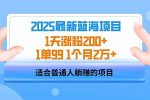 （14573期）2025蓝海项目 1天涨粉200+ 1单99 1个月2万+