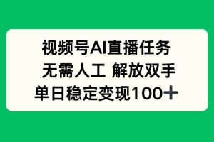 （16006期）视频号AI直播任务，无需人工，解放双手，当天变现100+