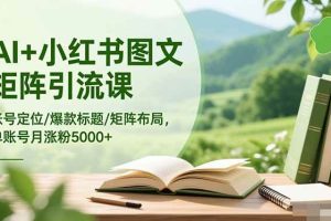 (16530期)AI+小红书图文矩阵引流课:账号定位/爆款标题/矩阵布局/单账号月涨粉5000+