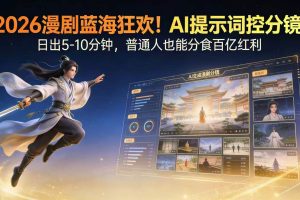 （17734期）2026漫剧红利实锤！ AI 提示词控分镜， 普通人也能轻松月入过万