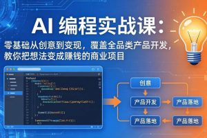 （17780期）AI编程实战课-第三期：零基础从创意到变现，覆盖全品类产品开发，把想法变成赚钱的商业项目