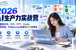 (20307期)2026AI生产力实战营:掌握提示词、写作、PPT、Excel、思维导图、Midjourney绘画与SEO应用法