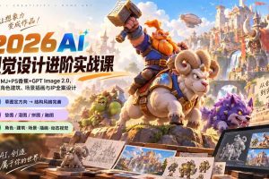 (20424期)2026AI视觉设计进阶实战课-更新:学习MJ+PS香蕉+GPT Image 2.0,完成角色建筑、场景插画与IP全案设计