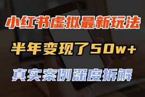 (20432期)小红书虚拟资料最新玩法,半年变现了50w+,真实案例深度拆解,可复制可批量