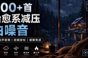 400+首治愈系减压白噪音！缓解压力氛围制造视频素材合集包，全部已解压，打开即可使用