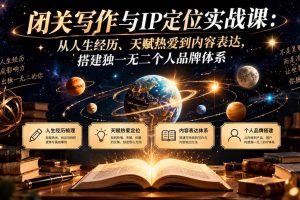 (20634期)闭关写作与IP定位实战课:从人生经历、天赋热爱到内容表达,搭建独一无二个人品牌体系
